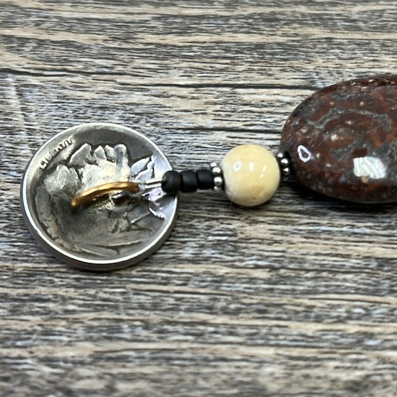 Chunky Natural Stone Buffalo Coin Bracelet - Picture 5 of 7